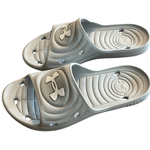 Under Armour Grey Slide Sandals Size 7 - Picture 2 of 6